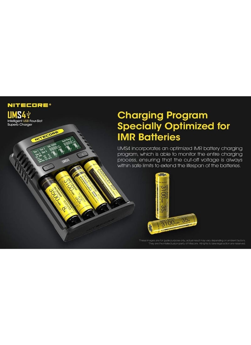 Nitecore UMS4 Universal Charger 3000mA USB Adult Unisex Black L 159 x W 107 x H 41