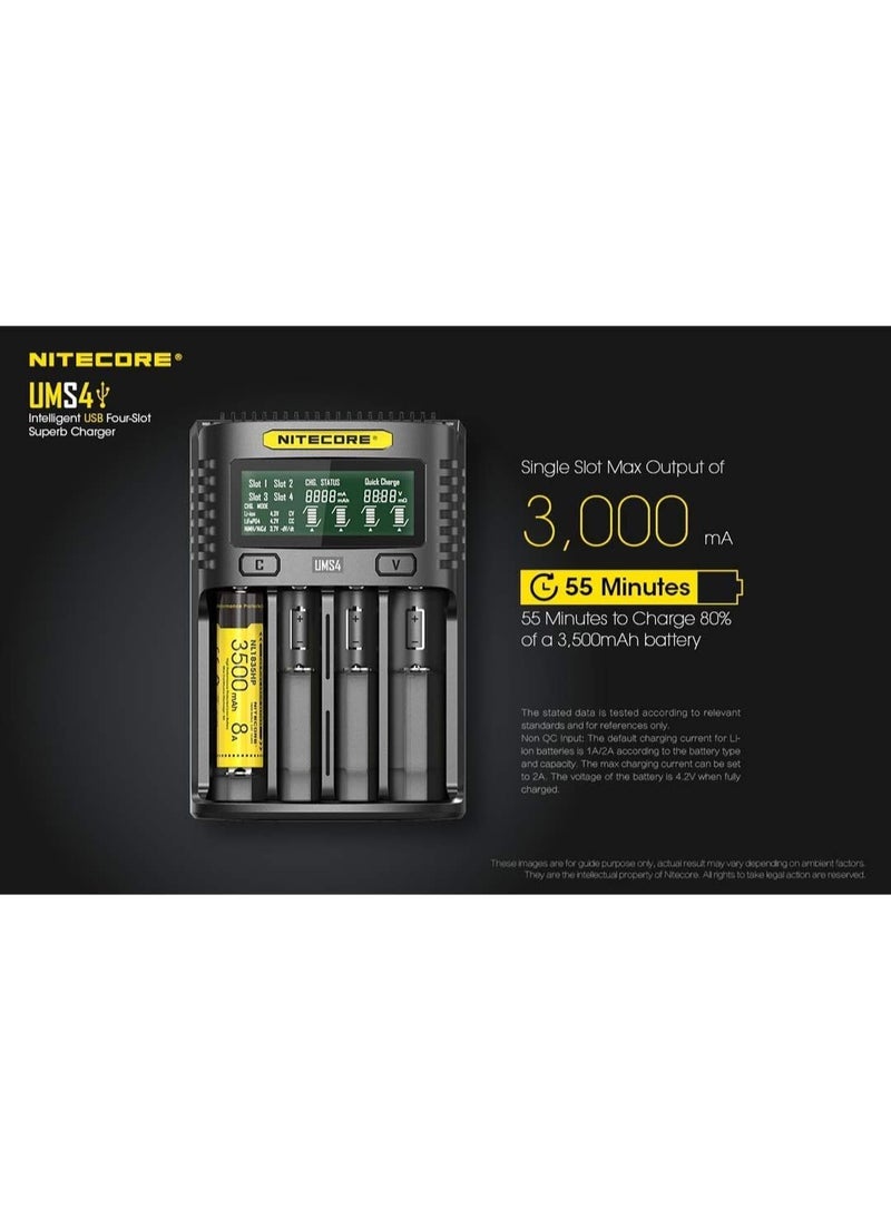 Nitecore UMS4 Universal Charger 3000mA USB Adult Unisex Black L 159 x W 107 x H 41