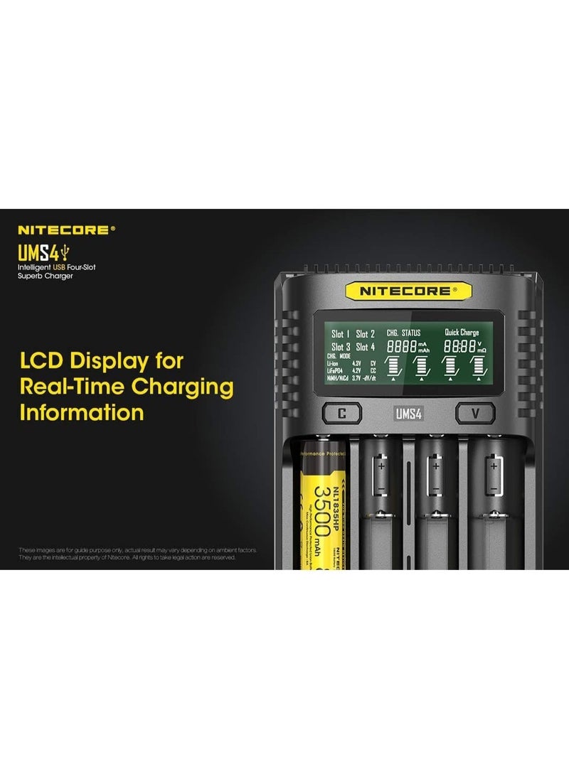 Nitecore UMS4 Universal Charger 3000mA USB Adult Unisex Black L 159 x W 107 x H 41