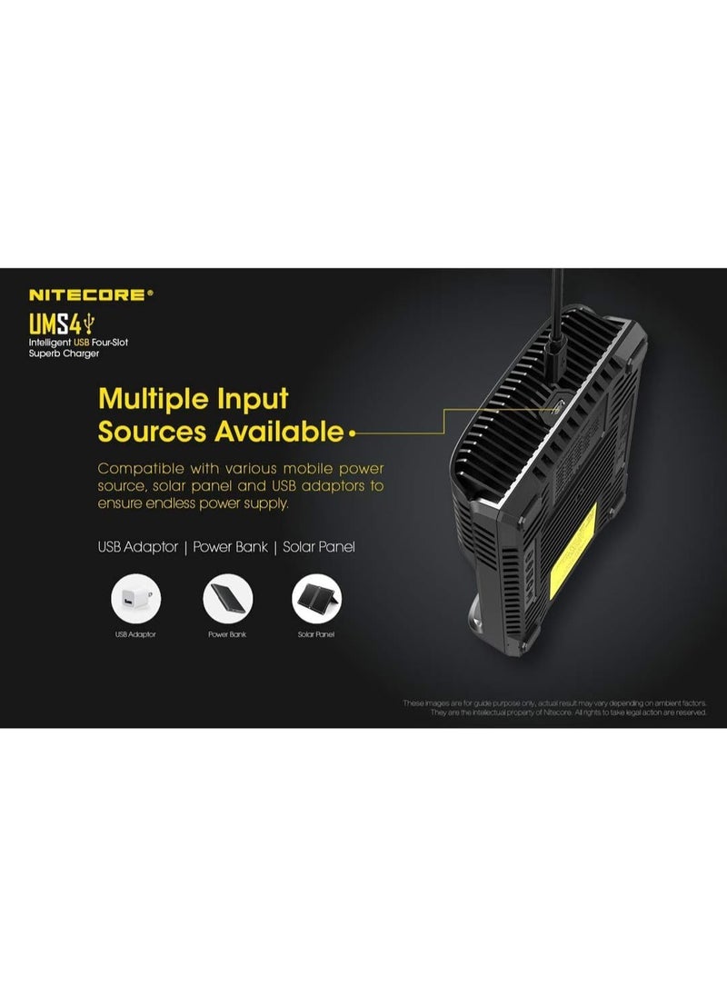 Nitecore UMS4 Universal Charger 3000mA USB Adult Unisex Black L 159 x W 107 x H 41