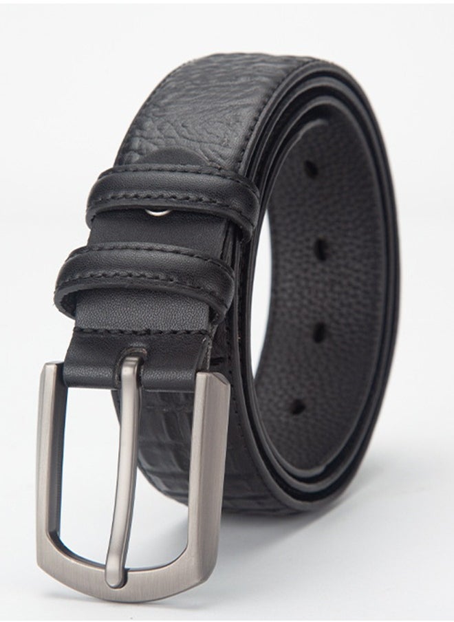 Premium Classic Pin Buckle Belt - Casual Embossed Leather Belt For Men - 3.4CM Wide Genuine Leather Belt Without Buckle Timeless Elegance For The Modern Gentleman