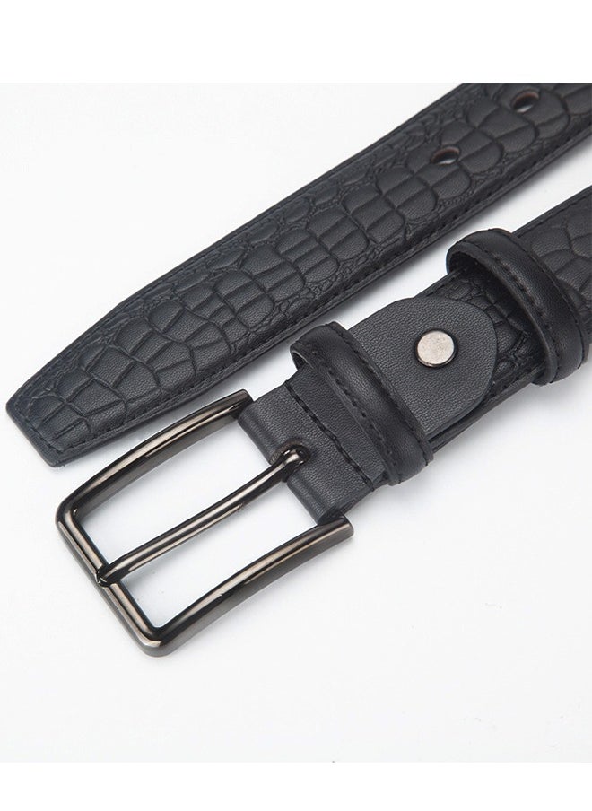 Premium Classic Pin Buckle Belt - Casual Embossed Leather Belt For Men - 3.4CM Wide Genuine Leather Belt Without Buckle Timeless Elegance For The Modern Gentleman