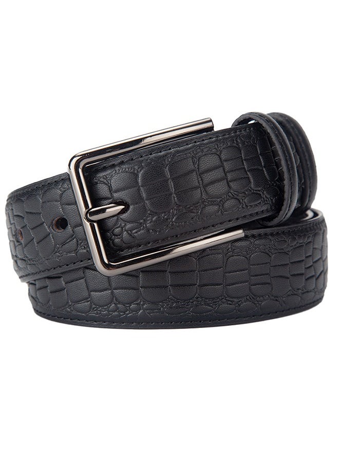 Premium Classic Pin Buckle Belt - Casual Embossed Leather Belt For Men - 3.4CM Wide Genuine Leather Belt Without Buckle Timeless Elegance For The Modern Gentleman
