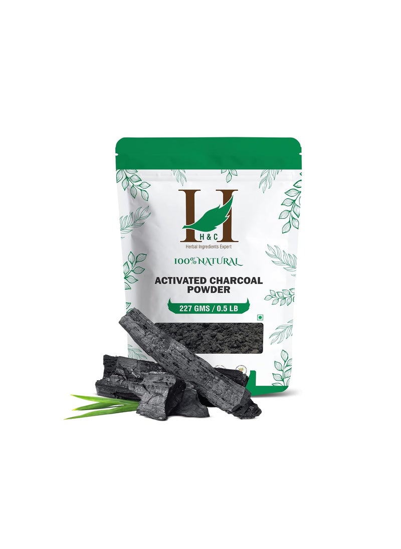 H&C Herbal Ingredients Expert Activated Charcoal Powder 227 gm / 0.5 lb |for Teeth Whitening & Face Mask | Supports Clear Skin by Removing Impurities & Excess Oil