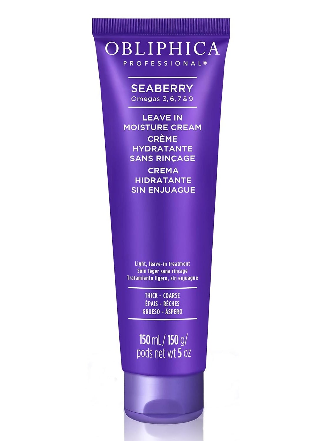 Obliphica Seaberry Leave In Moisture and Styling Cream for Women - Anti-Frizz Control, Normal Hair Products, Damaged Repaired Hair - Hair Mask & Treatment for Protecting Hair & Scalp - 5 Fl Oz