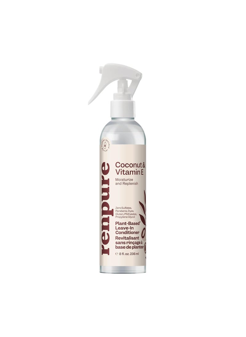 RENPURE Plant Based Natural Leave In Conditioner Spray - Hydrating Vitamin E & Coconut Oil Deep Conditioner for Hair & Beards - Sulfate Free, Anti Frizz, Heat Protectant Detangler Spray Leave In