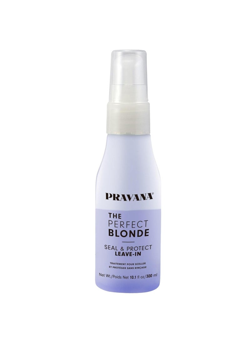 Pravana The Perfect Blonde Seal & Protect Leave-In Conditioner Spray Treatment Detangler | Neutralizes Brassy, Yellow Tones | For Color-Treated Hair | Adds Strength, Shine, Elasticity