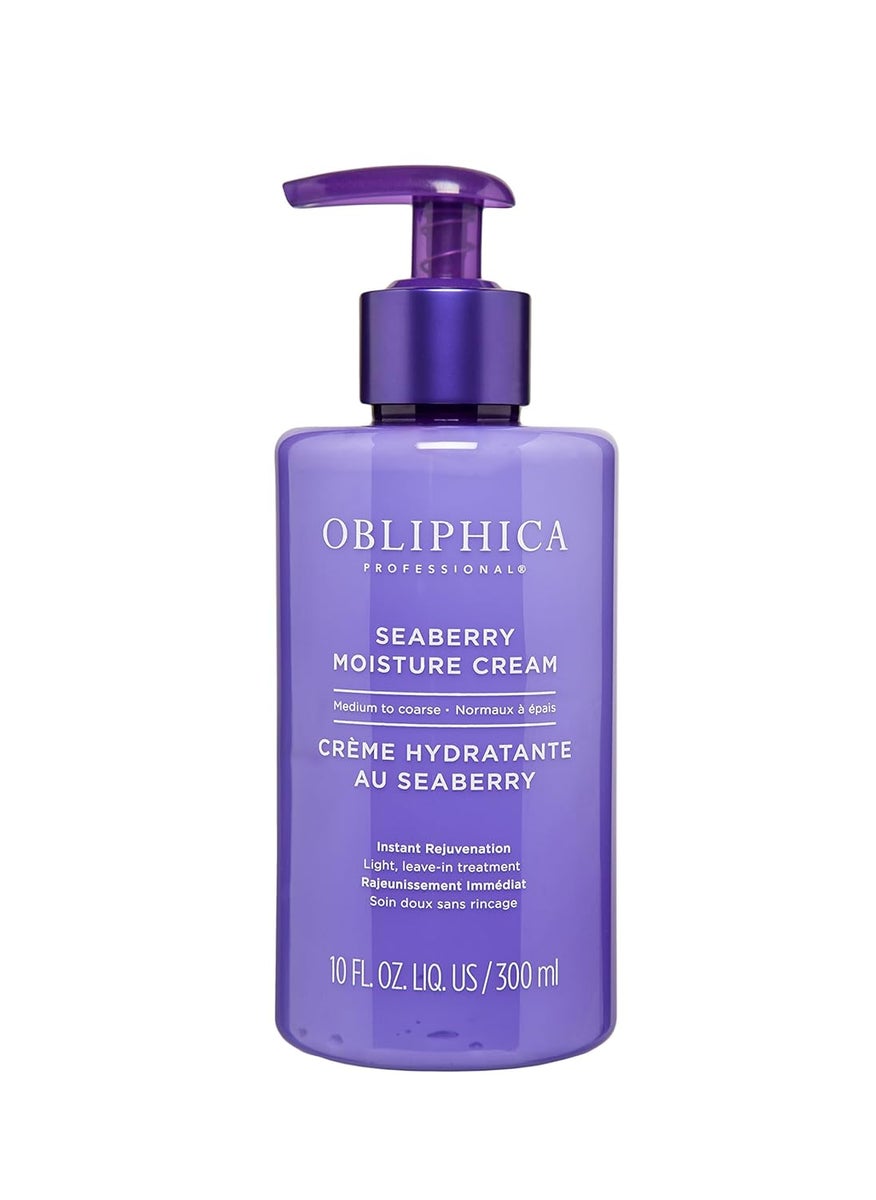 Obliphica Seaberry Leave In Moisture and Styling Cream for Women - Anti-Frizz Control, Normal Hair Products, Damaged Repaired Hair - Hair Mask & Treatment for Protecting Hair & Scalp - 10 Fl Oz
