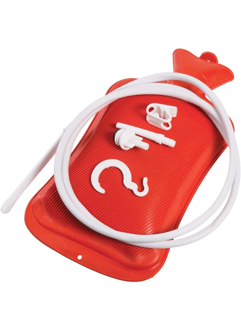 MABIS Reusable Hot Water Bottle, Enema and Douche Kit Helps to Alleviate Pain Associated with Constipation, Bloating, Aches and Pains, 2 Quart Capacity, 42-842-000, Red, One