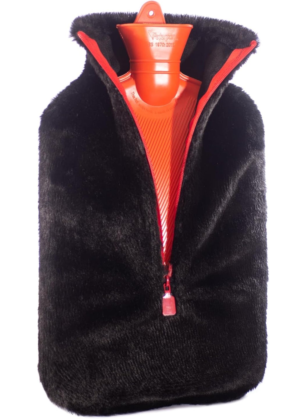Peterpan Rubber Hot Water Bottle with Cover, Size: XXX-Large, Hot Water Bottles for Pain Relief, BPA & PVC Free, 100 Fl Oz Capacity, Red Zipper