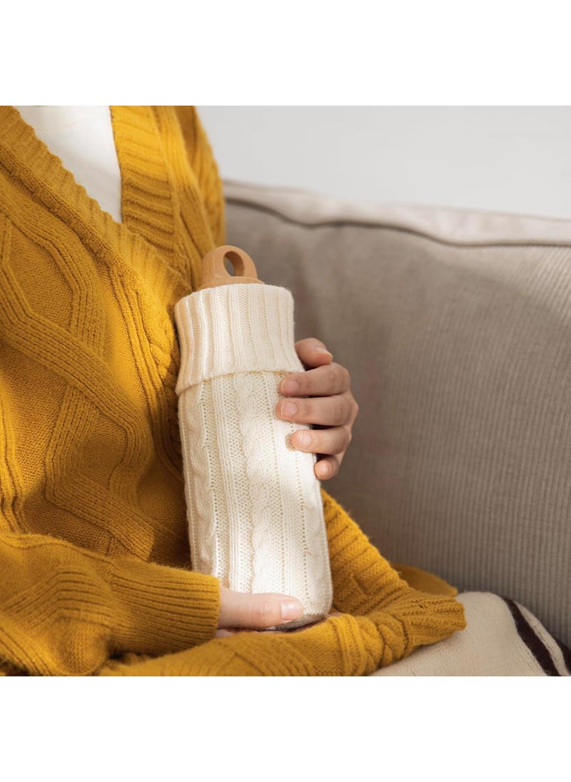 SHIMOYAMA Hot Water Bottle with Knitted Cover (Beige)