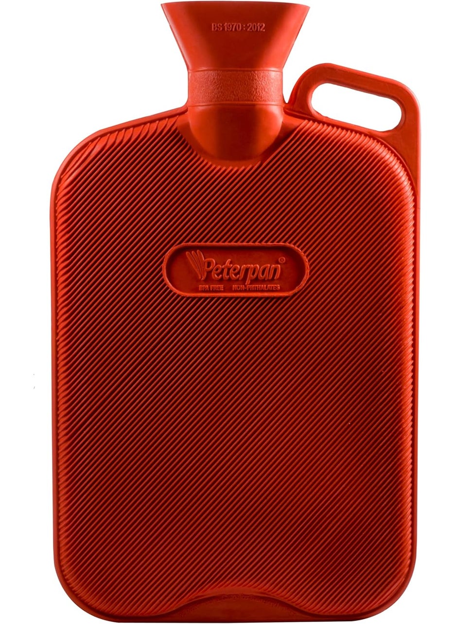 Peterpan Hot Water Bottle with Cover, Extra Large Extra Thick Hot Water Bag for Pain Relief, Thicker Higher Quality Rubber for Better Insulation, BPA & Phthalates Free, Holds 90 Fl Oz, Red