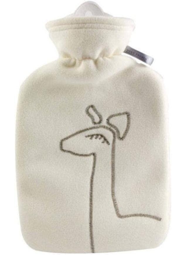 Hot Water Bottle with Cover (1,8L Fleece, White Deer Application), Made in Germany, Non-Toxic Certified, Soothing Warmth, Helps Relief Muscle Aches & Pain, Menstrual Cramps