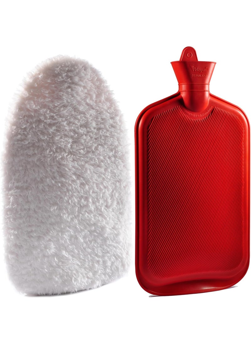 Peterpan Teddy Bear Cream Hot Water Bottle with Lanyard, Size: XXX-Large, Hot Water Bag for Pain Relief, BPA & Phthalates Free,100 Fl Oz Capacity, White