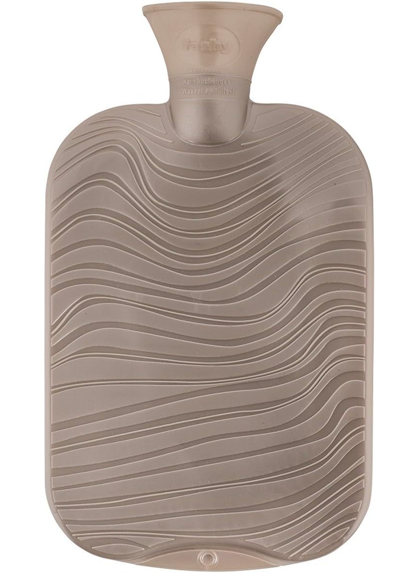 Fashy Double Ribbed Wave Pattern in Mother of Pearl Colour Taupe Hot Water Bottle, 2.0 Litre