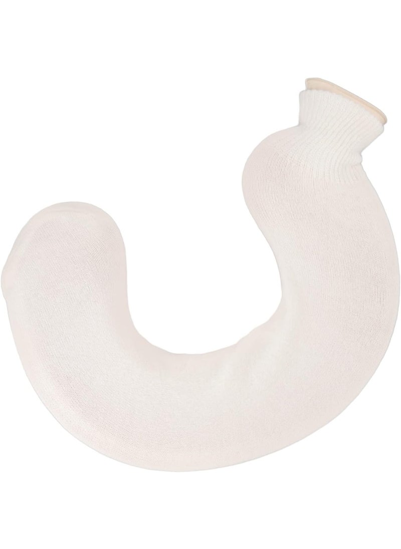 TOPINCN 1L Rubber Hot and Cold Water Bottle U Shaped Hot Water Bag with Soft Cover Soft Water Neck Shoulder Hot Water Bottle (Beige Pure Color)