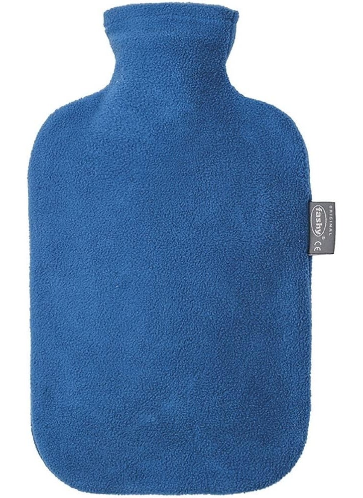 Blue Fleece Cover Hot Water Bottle by Fashy