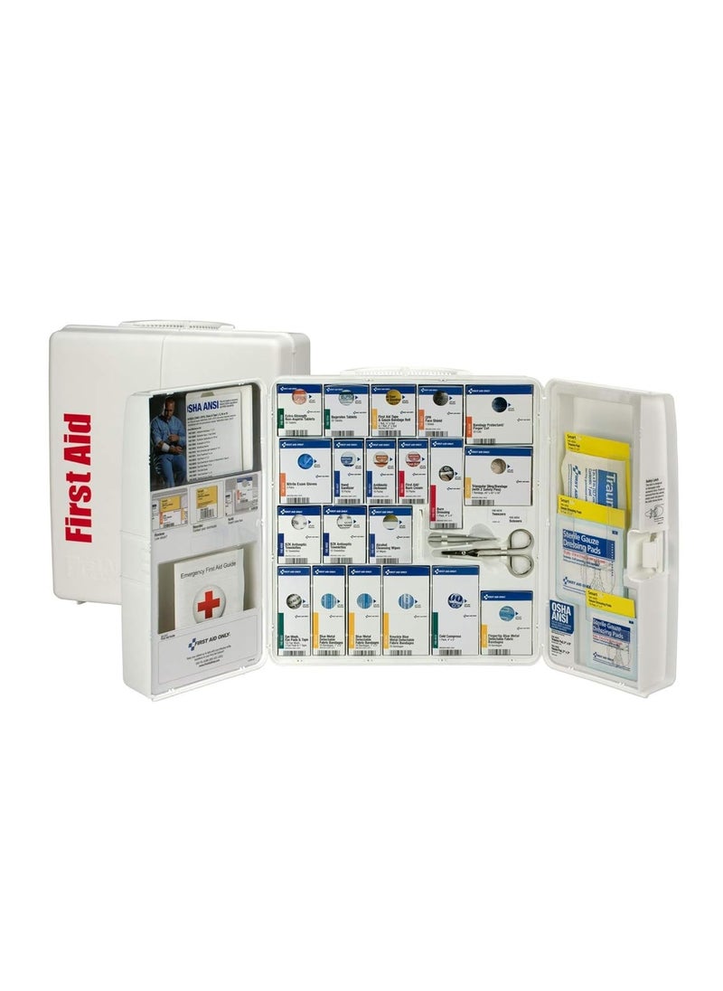 First Aid Only 90659 SmartCompliance 50-Person ANSI 2021 A and OSHA Compliant First Aid Kit for Restaurant Kitchen, Cafeteria, and Other Food Service Venues, Plastic Large First Aid Cabinet