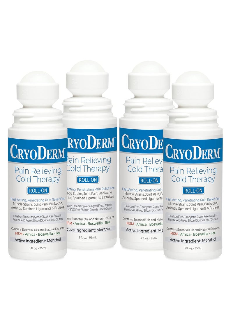 CryoDerm D-Roll-On-3oz-4 Cold Roll-On 3 oz. (Pack of 4)