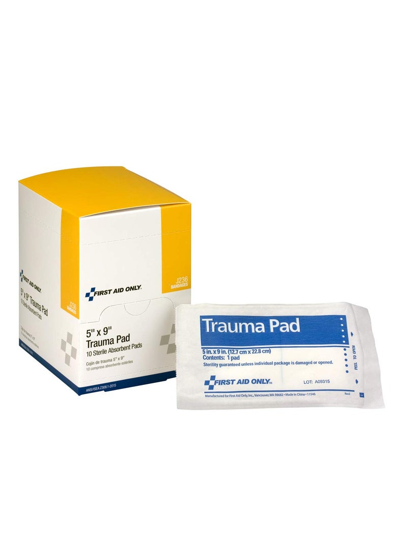 First Aid Only - LYSB00I02OMJU-SPRTSEQIP Trauma Pad, 5 Inch X 9 Inch, 10 Count Box