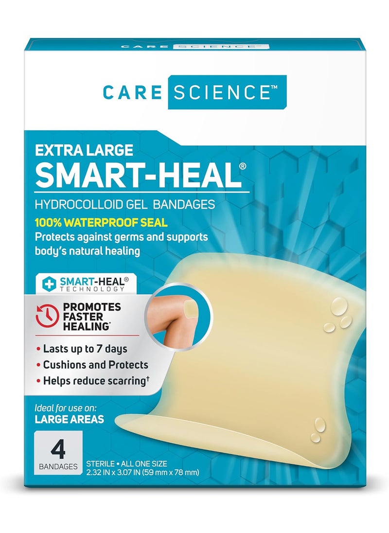 Care Science Hydrocolloid, Large, 2.3 in x 3 in, 4CT | 100% Waterproof Seal Promotes Faster Healing, Reduces Scarring
