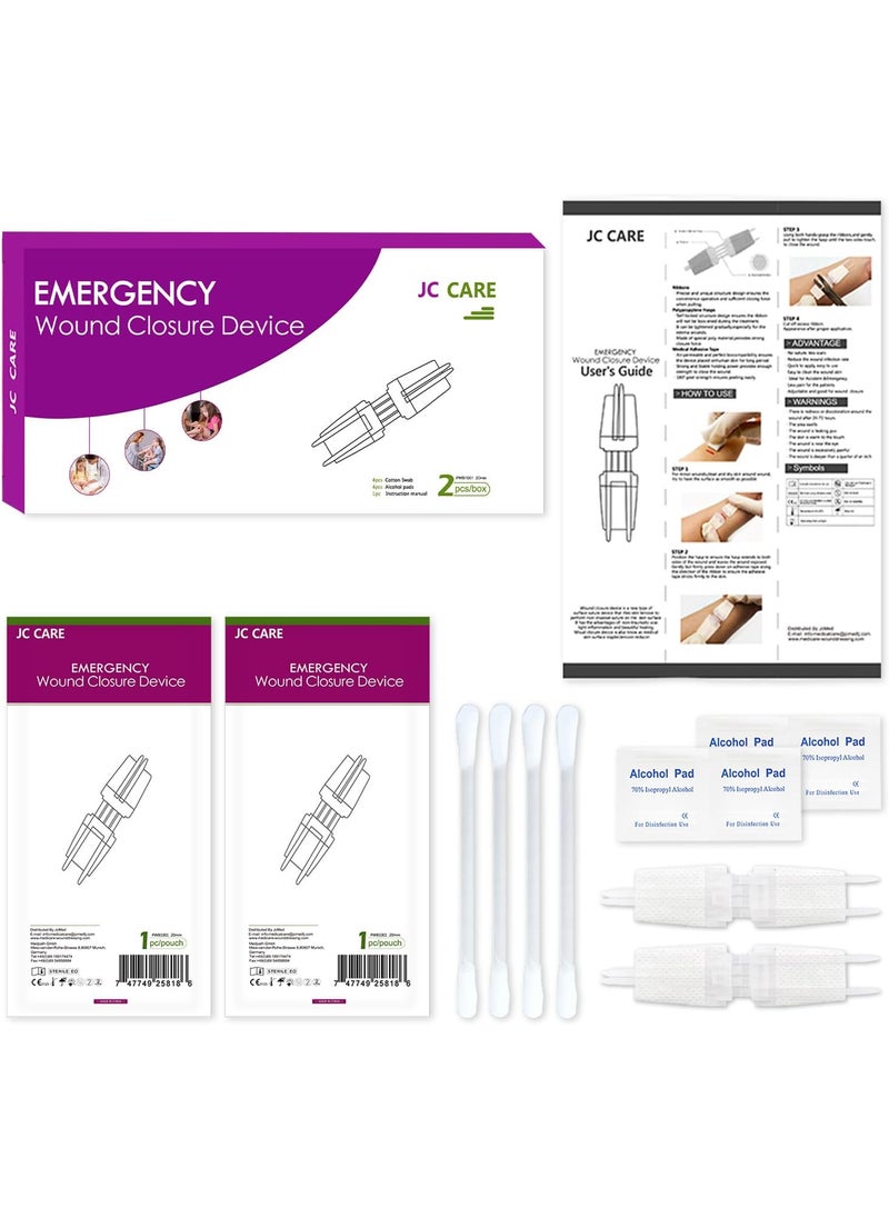Emergency Wound Closures Band-Aid Laceration Repair Kit Without Stitches, 2 Pcs Zip Stitch Stickers for Outdoor