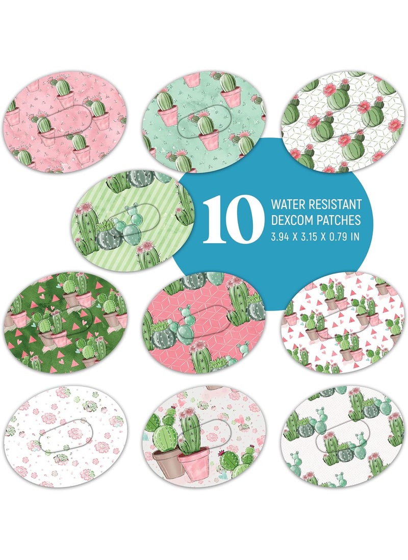 Dexcom Adhesive Mix Design - Adhesive Patches with Split Backing, Easy to Apply x 10 Pack Cacti Mix