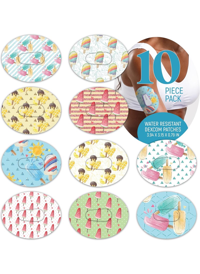 Dexcom Adhesive Mix Design - Adhesive Patches with Split Backing, Easy to Apply x 10 Pack Icecream Mix