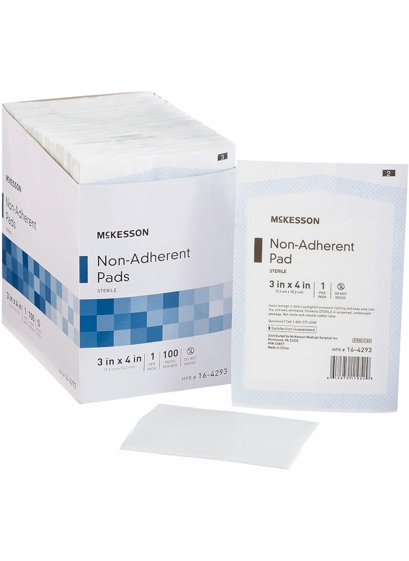 McKesson Non-Adherent Dressing Pads, Sterile, Nylon/Polyester, 3 in x 4 in, 100 Count, 1 Pack