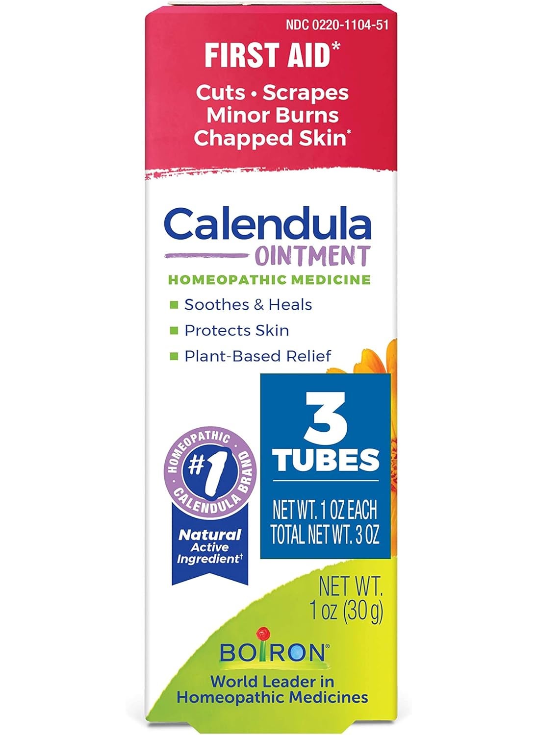 Boiron Calendula Ointment for Relief from Minor Burns, Cuts, Scrapes, and Insect Bites - 1 oz (3 Pack)