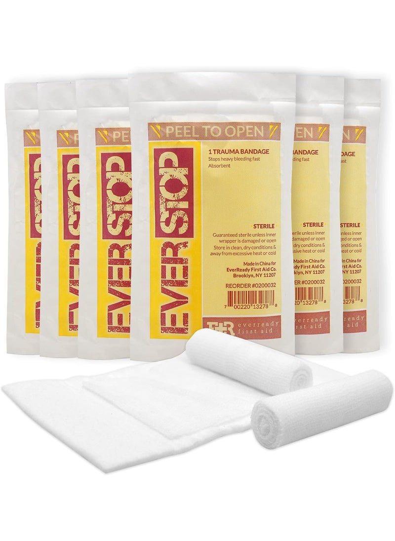 Ever Ready First Aid EverStop First Aid Blood Stopper Compress Multi-Purpose Wound and Trauma Dressing- 6 Pack