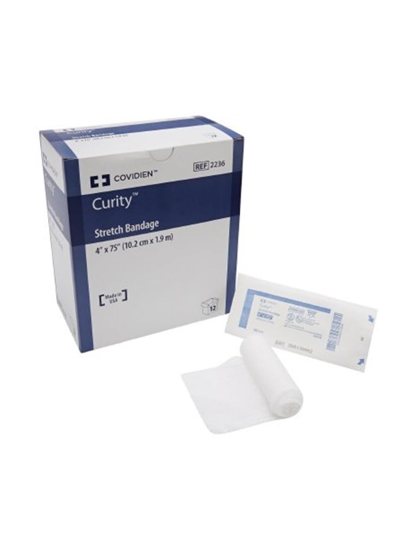 Covidien Curity Stretch Bandage, Sterile in Soft Pouch, 4 Inch X 4.1 Yards Stretched, 75 Inches Relaxed, 12-Count (Pack of 8)
