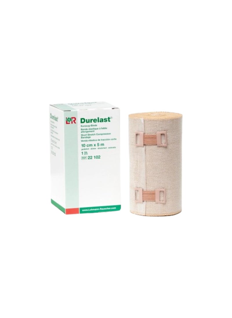 Lohmann & Rauscher Durelast Extra Short Stretch Bandage, Compression Bandage with 45% Stretch, 66% Cotton & 34% Polyamide, 10cm Wide x 5m Long Roll
