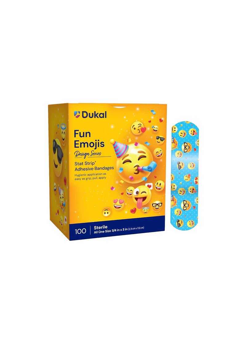 American White Cross 15606 Emoji Adhesive Bandages, Sterile, 0.75