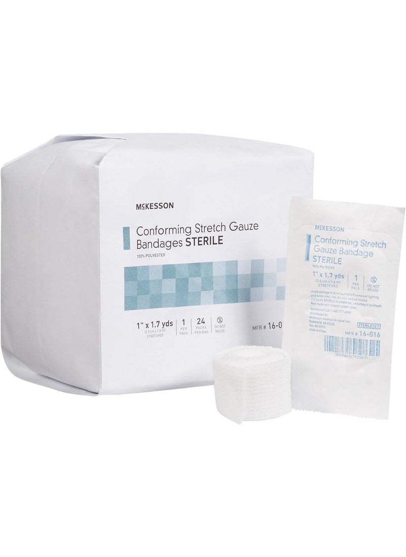 McKesson Conforming Stretch Gauze Bandages, Sterile, 1 in x 1 7/10 yd, 96 Count