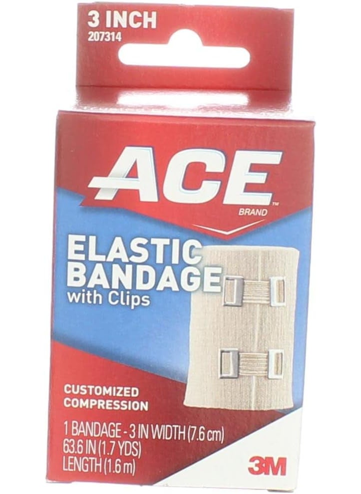 Ace Elastic Bandage with Clips 3 Inch, Pack of 5