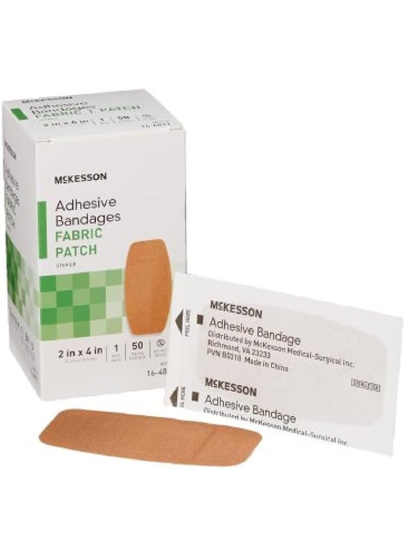 McKesson Adhesive Bandages, Sterile, Fabric Patch, 2 in x 4 in, 50 Count, 1 Pack