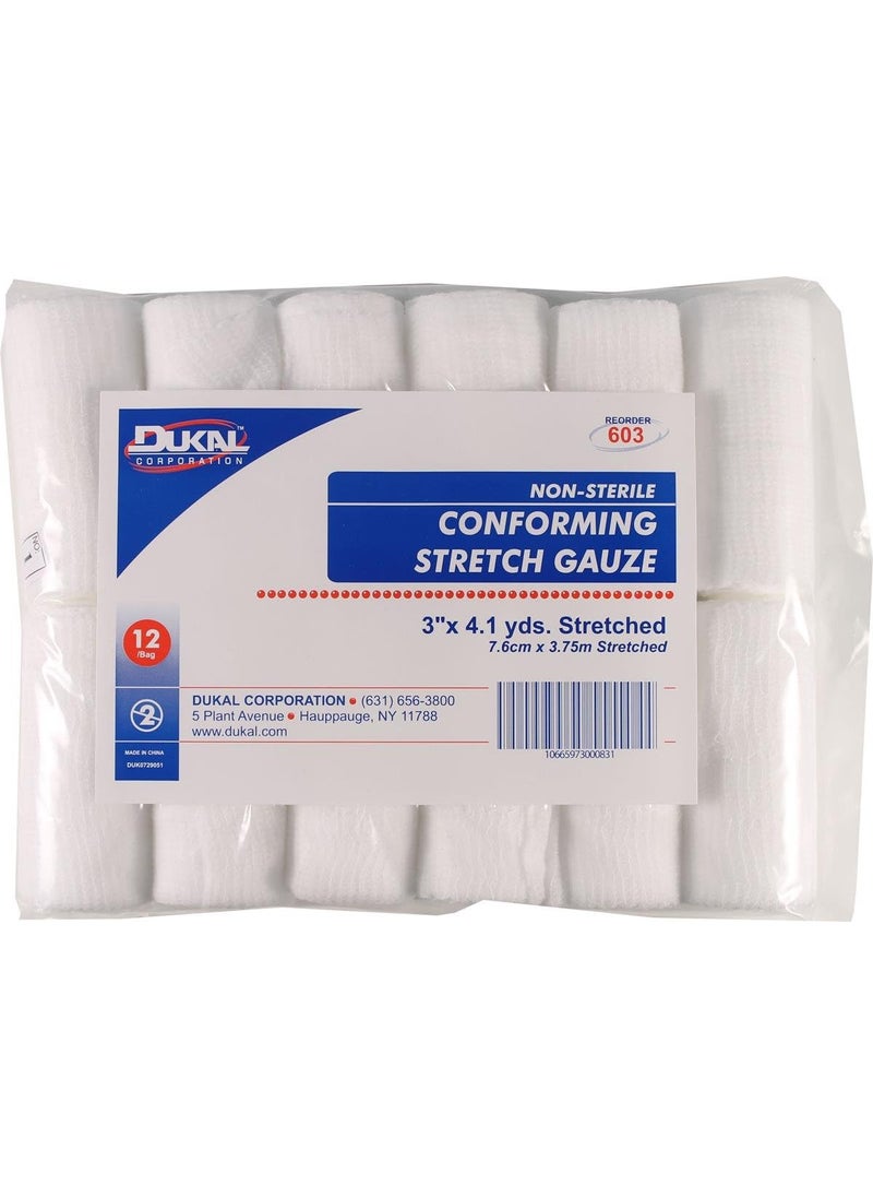 023010 Non-Sterile Conforming Stretch Gauze White, 3inch x 4.1Yard,12 count