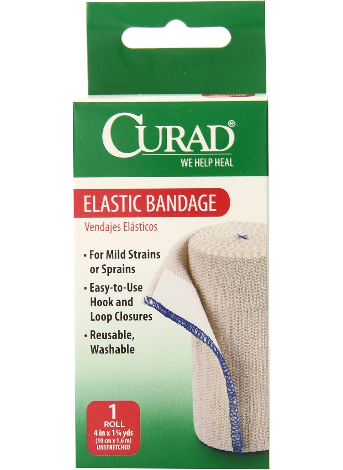 Curad Elastic Bandage, 4 Inch x 1.75 Yards (Pack of 6)