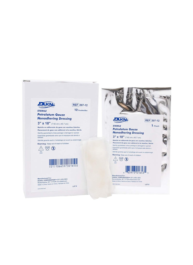 Dukal 207-12 Petrolatum Gauze, Sterile, 3