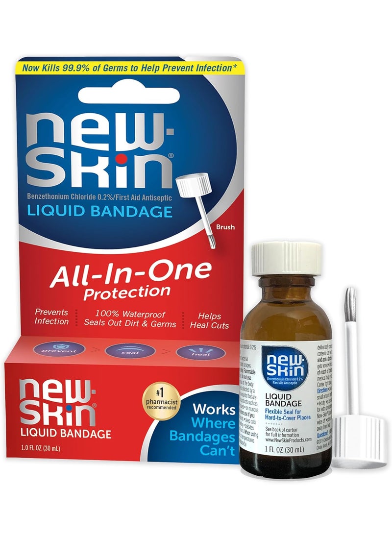 NewSkin Liquid Bandage Waterproof for Scrapes and Minor Cuts 1 Ounce