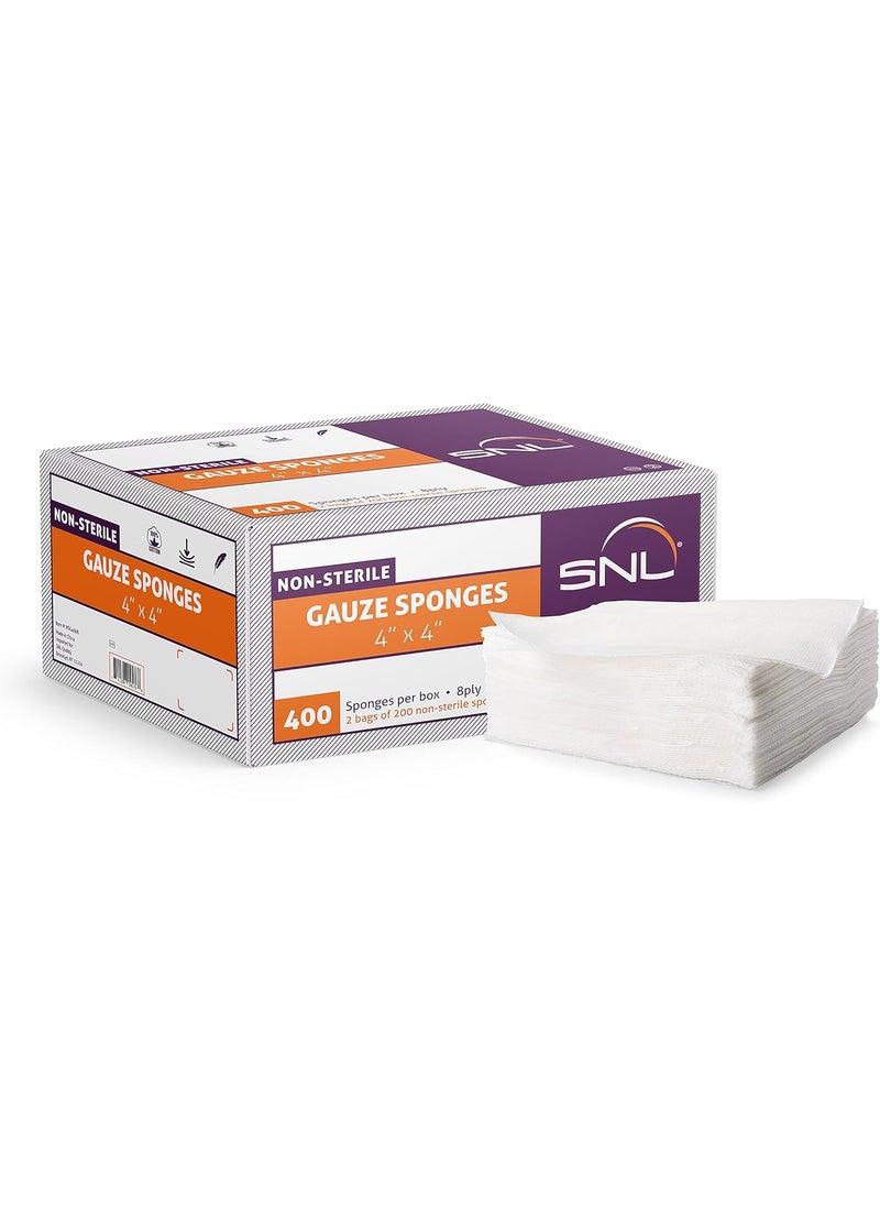 SNL Quality 'Non-Sterile' Latex Free Gauze Sponge Pads - 8 Ply - 4