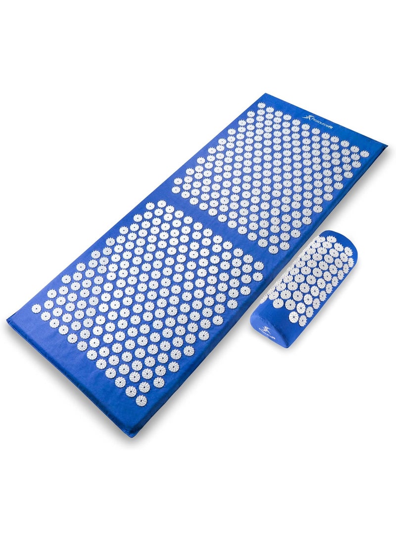 ProsourceFit Acupressure Mat and Pillow Set for Back/Neck Pain Relief and Muscle Relaxation, Blue