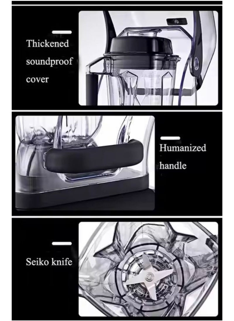 Soundproof Commercial Blender, 2200 Watt and 2 L High-Speed Professional Blender for Making Smoothie, Crushing Ice, Build-in Pulse and 15-speeds