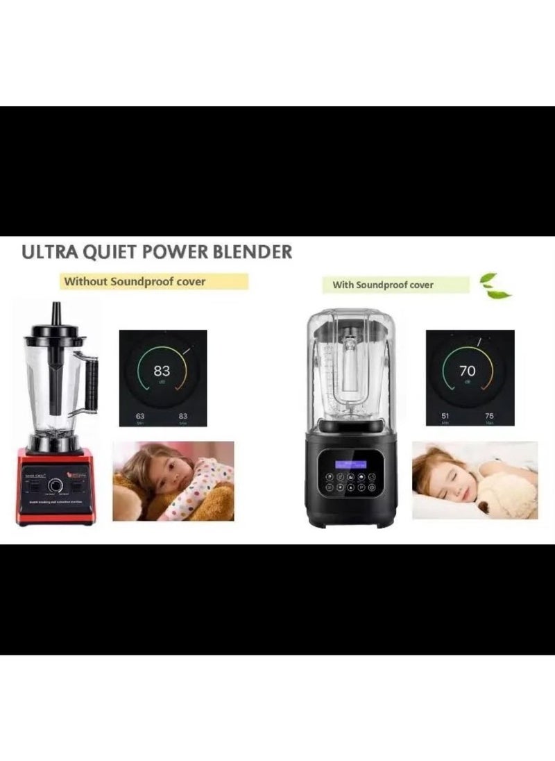 Soundproof Commercial Blender, 2200 Watt and 2 L High-Speed Professional Blender for Making Smoothie, Crushing Ice, Build-in Pulse and 15-speeds