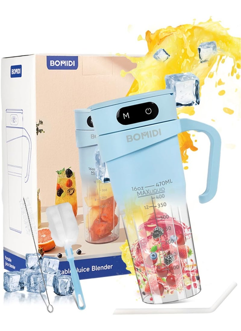 Portable Blender, Smoothie Maker with 6-Leaf Stainless Steel Blade, Cordless TYPE-C Charging and IPX7 Waterproof, BPA Free Juicer Blender for Home & Outdoor (16oz/450mL)