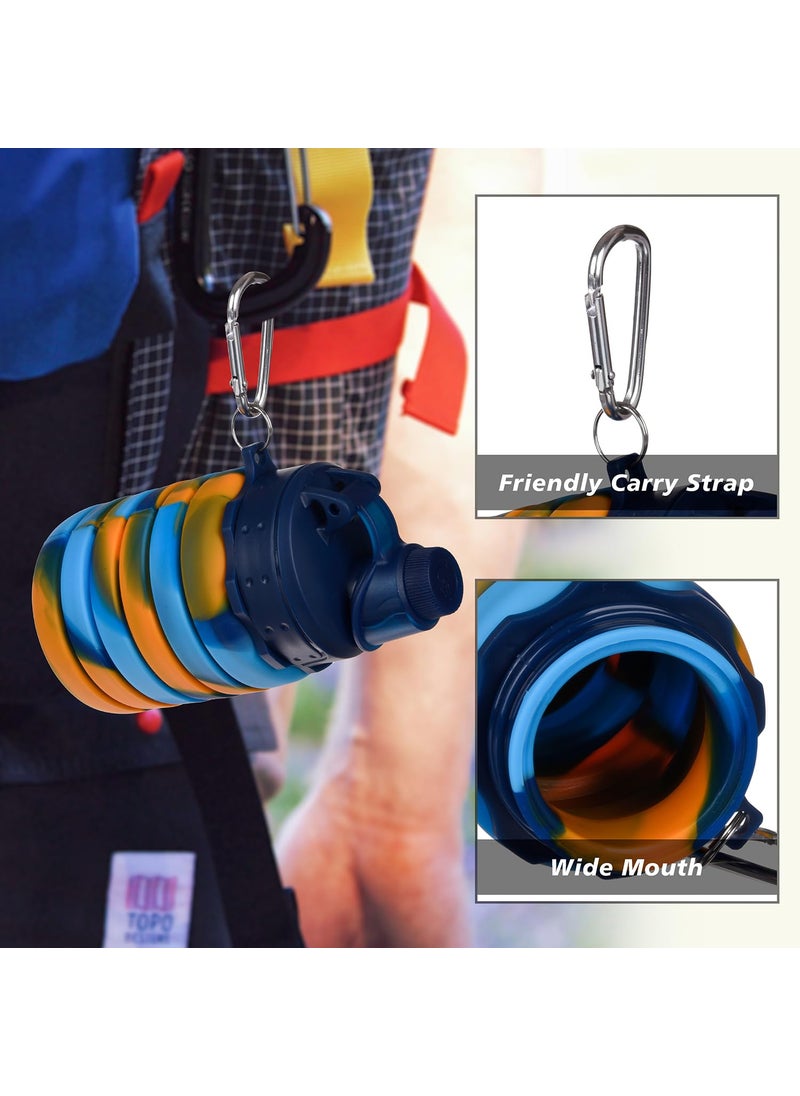 Kuber Industries Water Bottle | Silicone School Water Bottle | Expandable Water Bottle | Folding Water Bottle | Gym Water Bottle | Sports Water Bottle | 500 ML | Blue