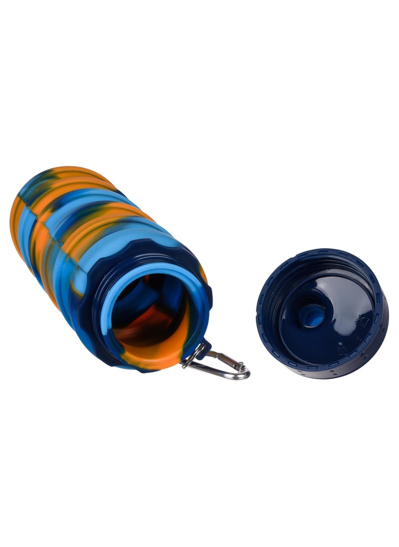 Kuber Industries Water Bottle | Silicone School Water Bottle | Expandable Water Bottle | Folding Water Bottle | Gym Water Bottle | Sports Water Bottle | 500 ML | Blue