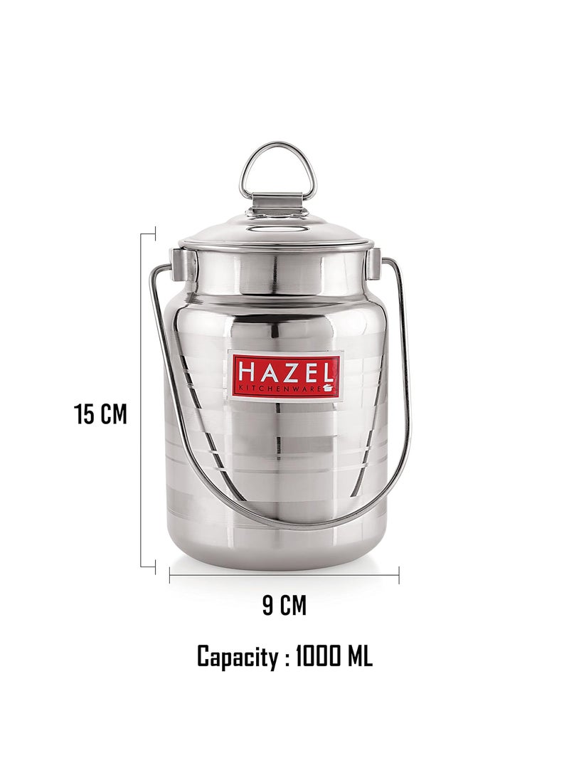 HAZEL Stainless Steel Designer Barani, 1 LTR, Silver
