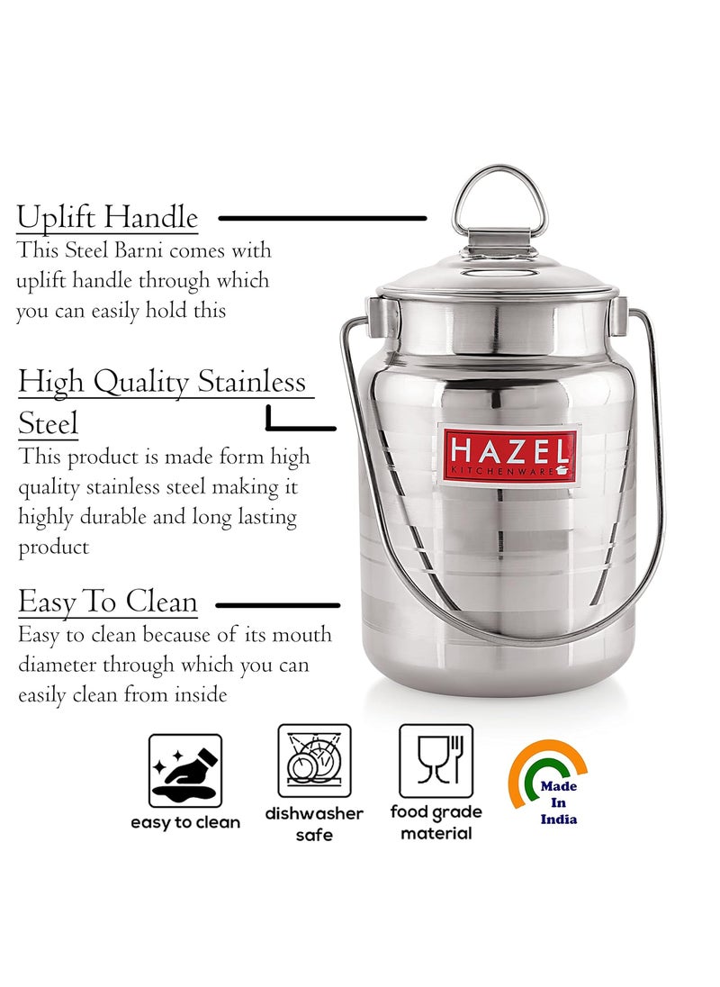 HAZEL Stainless Steel Designer Barani, 1 LTR, Silver